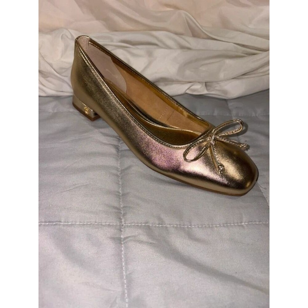 New Vince Camuto Jenlea Ballet Flat Sz 5.5 Egyptian Gold Metallic Leather